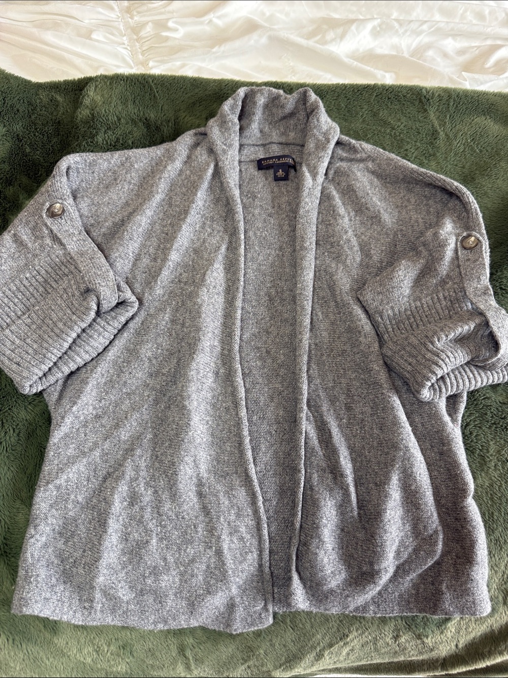 Banana Republic Luxury Cashmere Blend Heather Gray Open-Front Cozy Cardigan